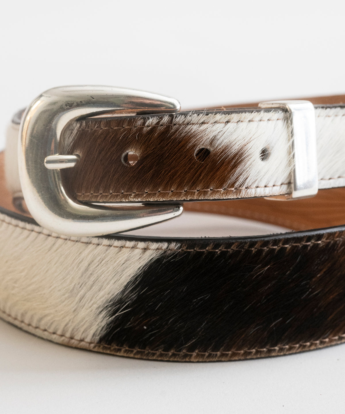 Tapered Hair-On Cowhide Belt